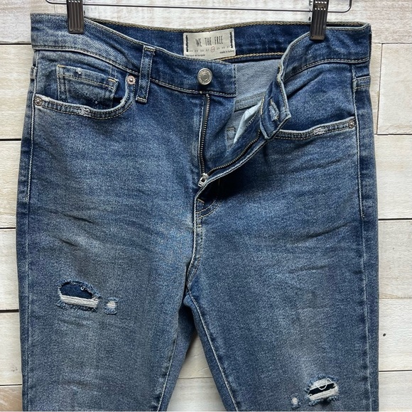 Free People We The Free Ankle Jeans Distressed Frayed Blue Womens Size 28 - Picture 4 of 11